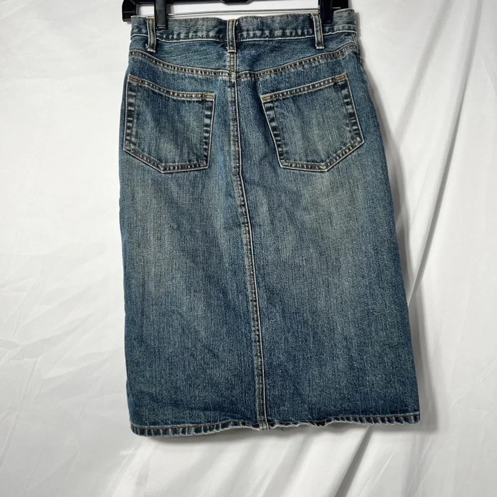 Vintage Y2K Gap Denim Midi Skirt Size 2 Blue‎